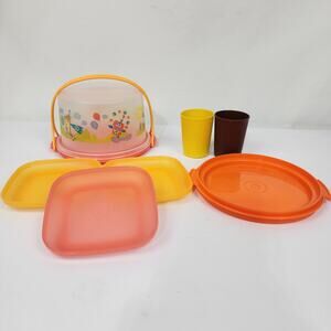 Tupperware Toys Mini PartyCake Carrier Pink w/Animal Graphics #1498 1499 1500